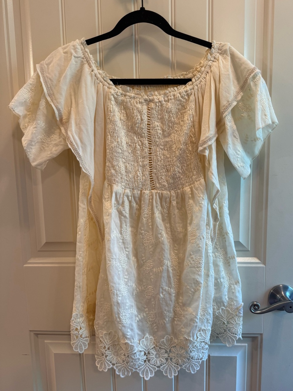 Women's Cream Embroidered Off-Shoulder Blouse
